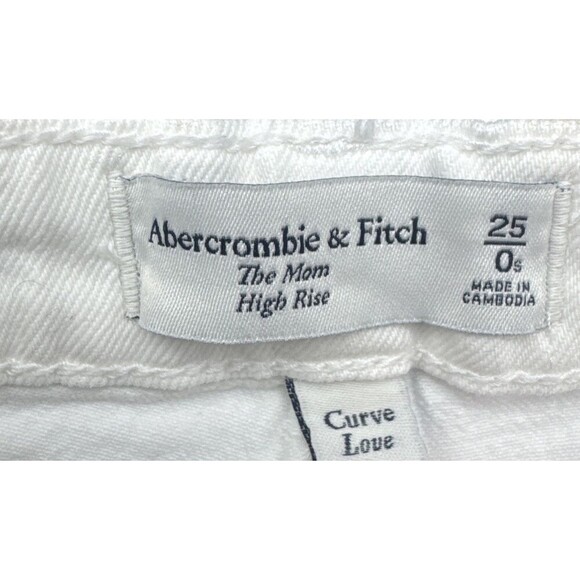 Womens Abercrombie & Fitch Curve Love The Mom High Rise White Cropped Jean SZ 25 - Picture 7 of 13